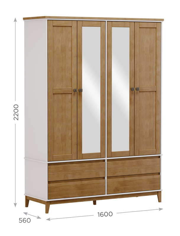 Ropero Prata 4 puertas blanco y natural - Imagen 3