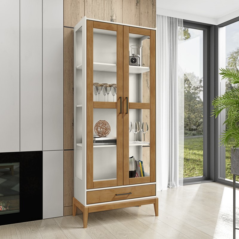 Vitrina Milán blanca y natural